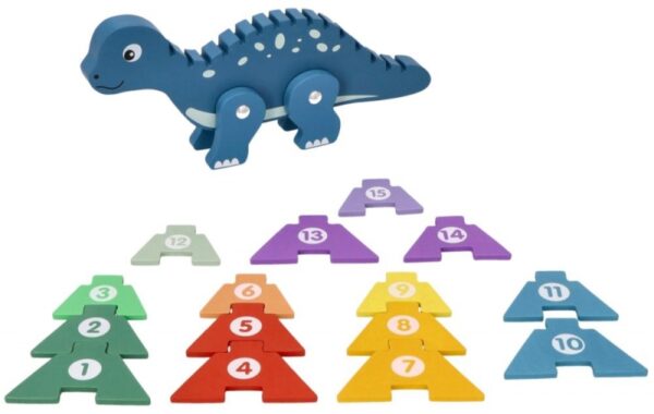 Edukační hračka puzzle s čísly - Dinosaurus - modrý - Image 6