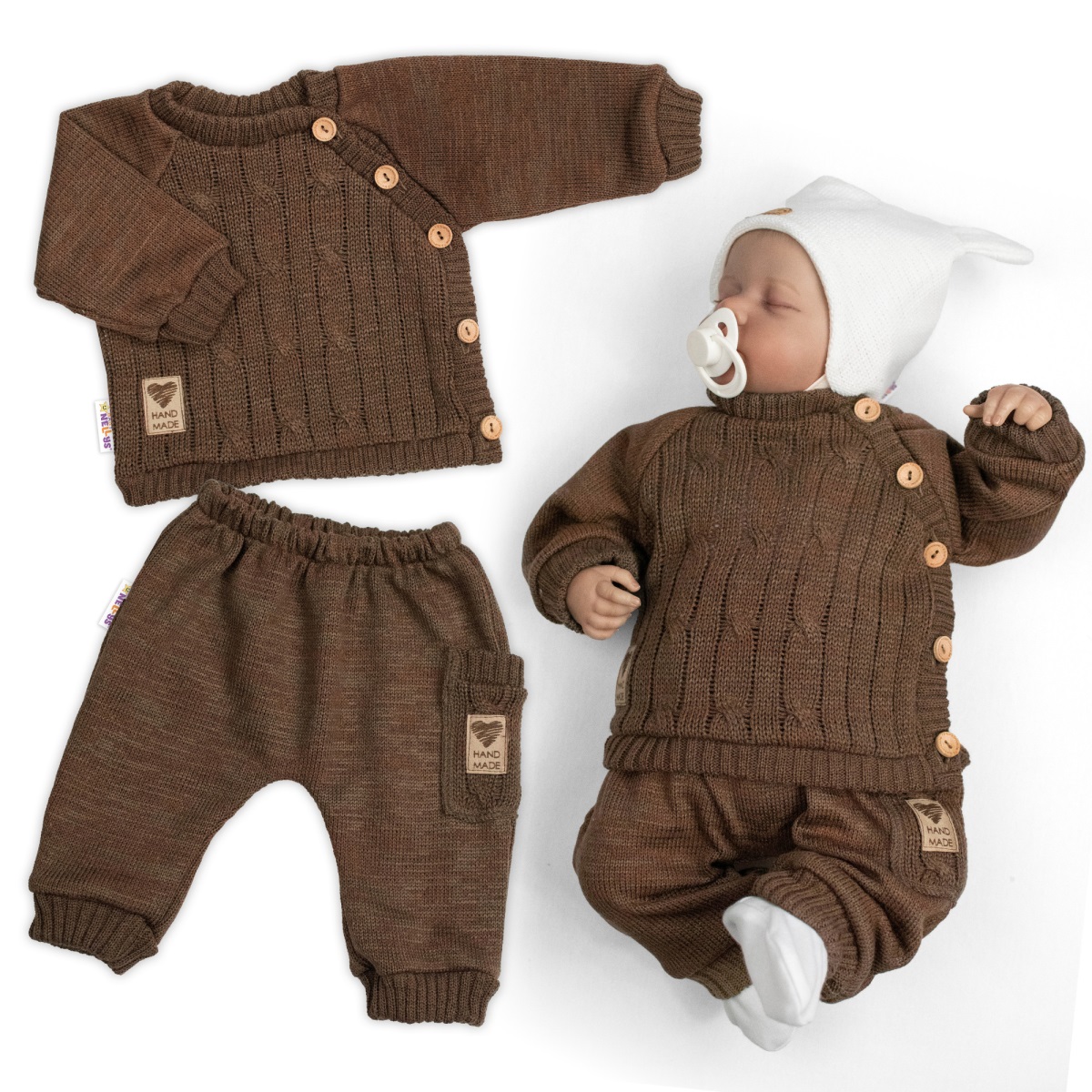 Rostoucí pletený svetřík a kalhoty s kapsou Hand Made 2D